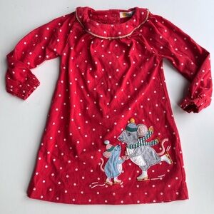 Baby Boden Red Polka Dot Dress with Mouse apllique 12-18 months